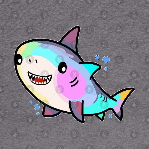 Happy smiling baby shark with bubbles. Kawaii cartoon by SPJE Illustration Photography